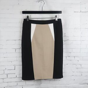 XOXO BLACK TAN & WHITE COLORBLOCK PENCIL SKIRT SIZE 3/4